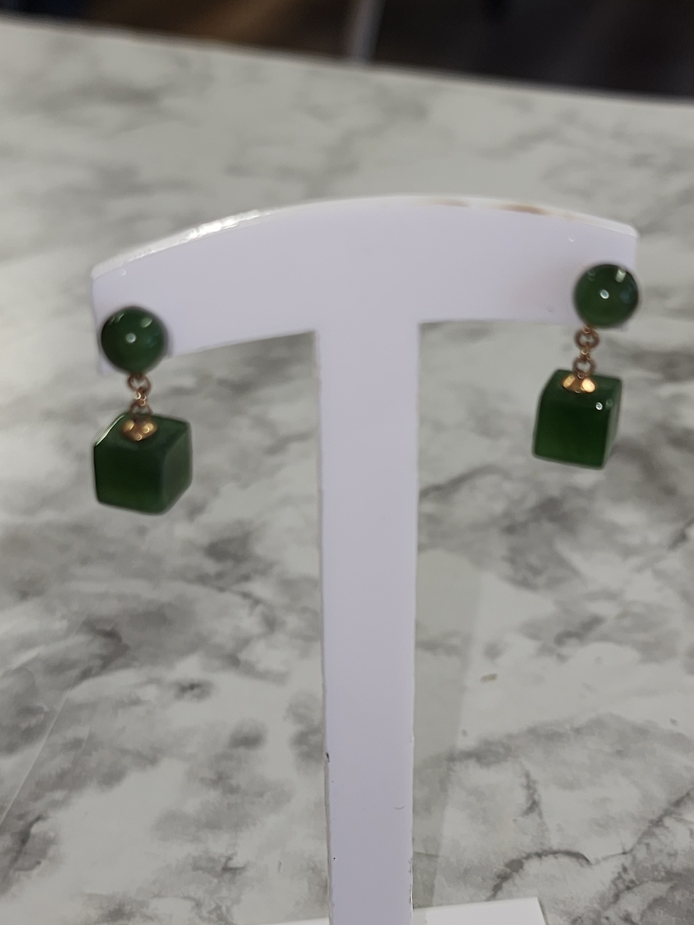 Antique Jade And 14kt. Drop Earrings - Picture 2 of 3